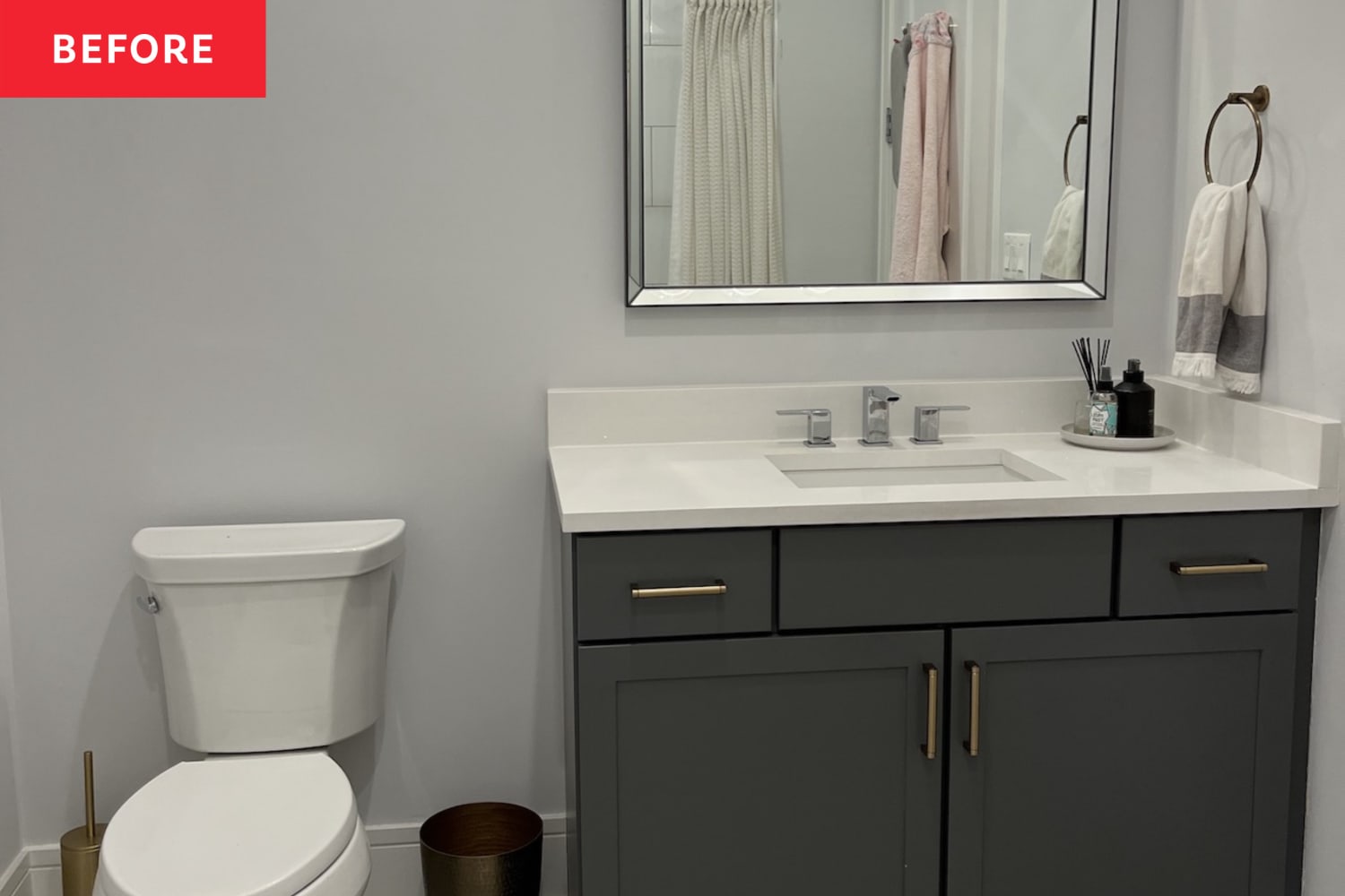 Before and After: This Builder-Grade Powder Room Now Looks Completely Custom