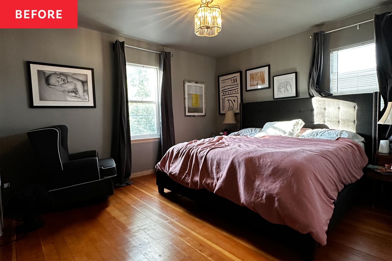 This "Dark Hole" Bedroom Feels Dreamy After Built-In Bookshelves