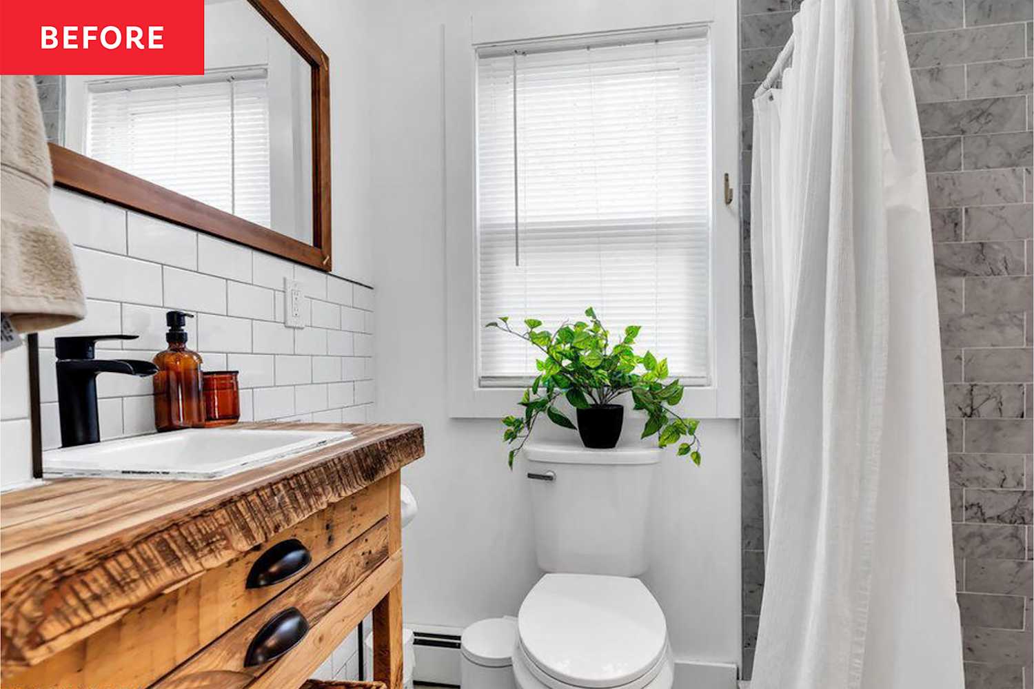 I Transformed My Builder-Grade 2019 Bathroom with Wallpaper in a Surprising Spot