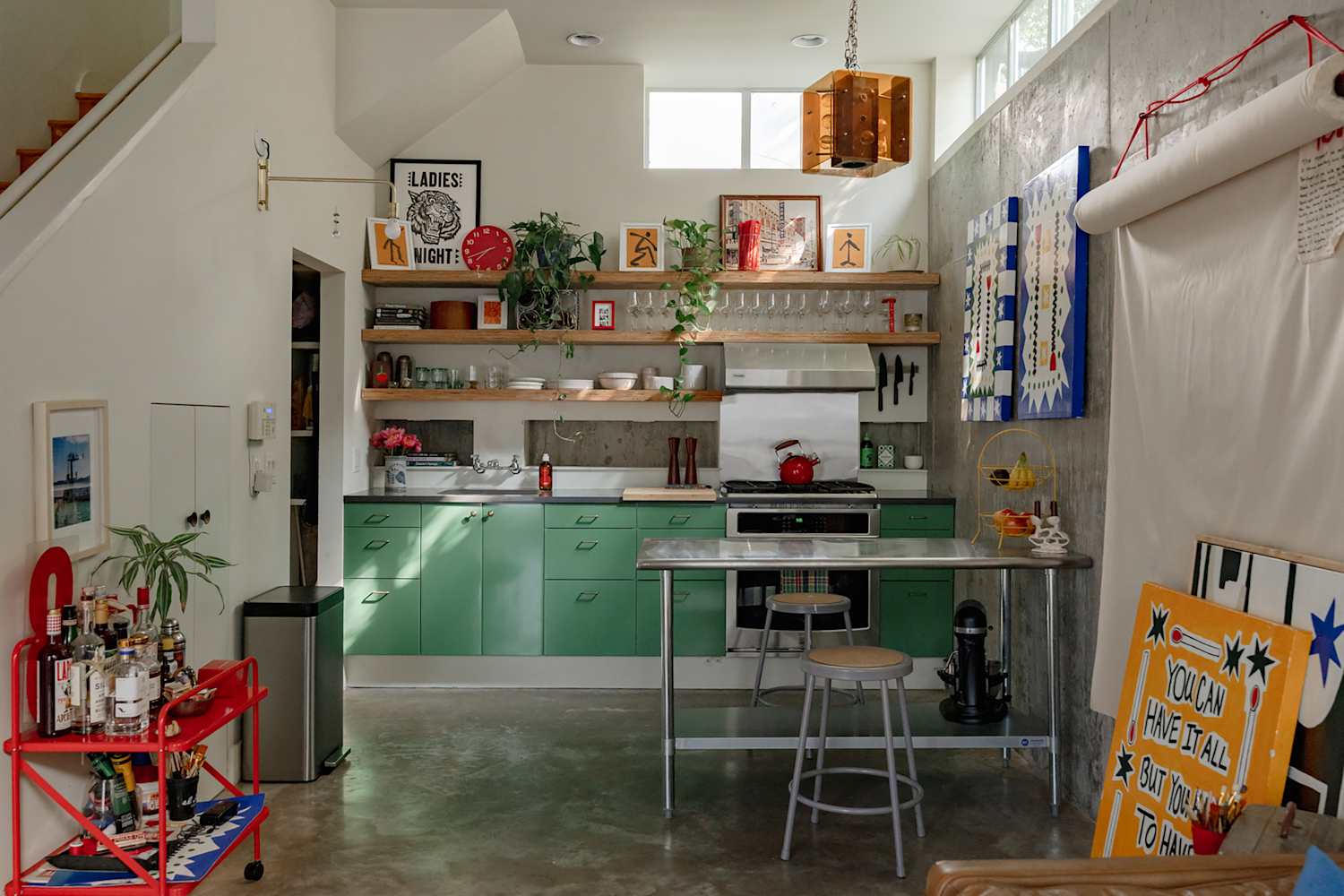 An Austin Rental’s Green Kitchen Was Painted with Car Paint — And It’s a Total Showstopper