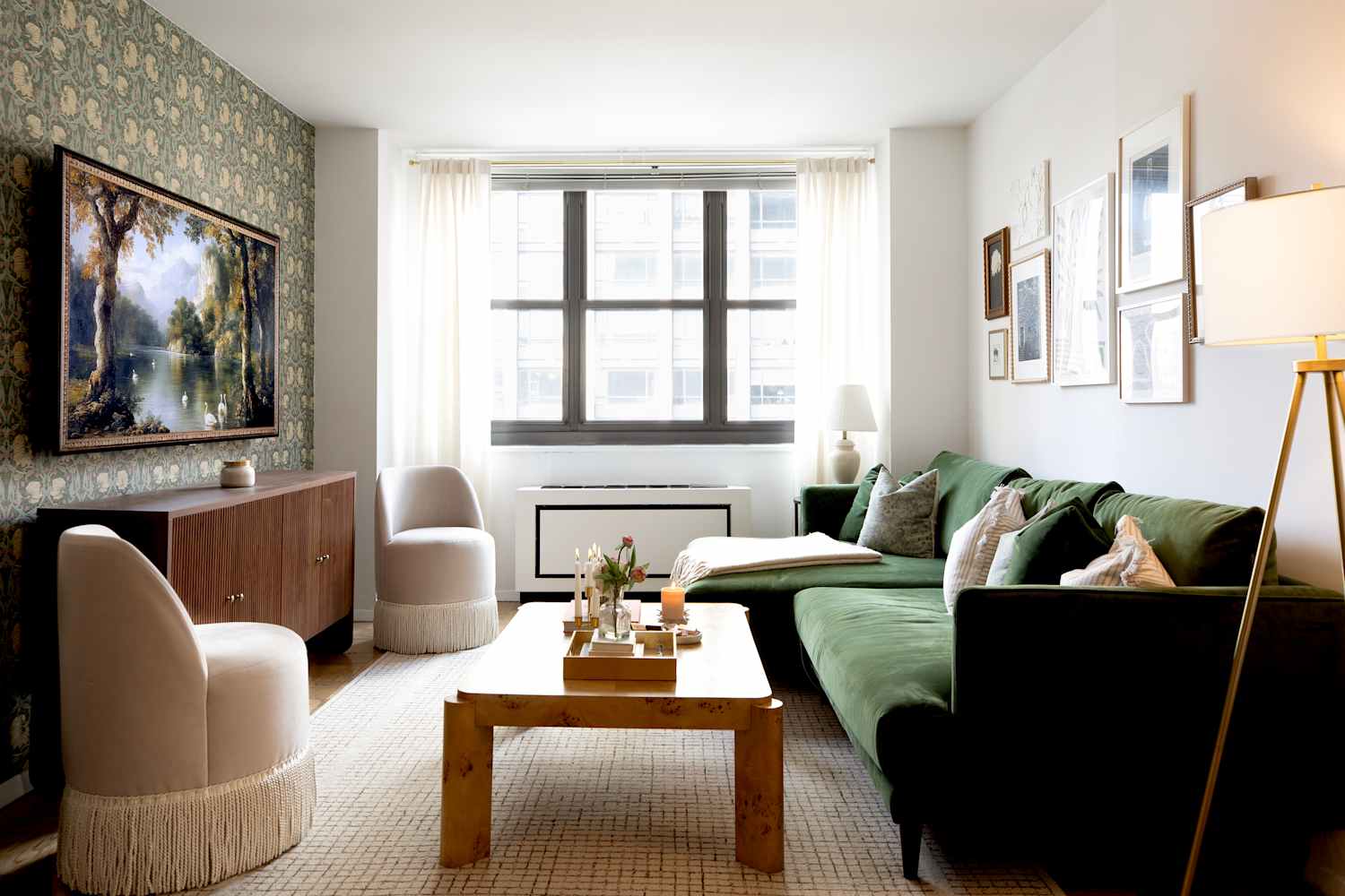 Accent Walls in This NYC Apartment Saved It from Being a "Stark White Shoebox"