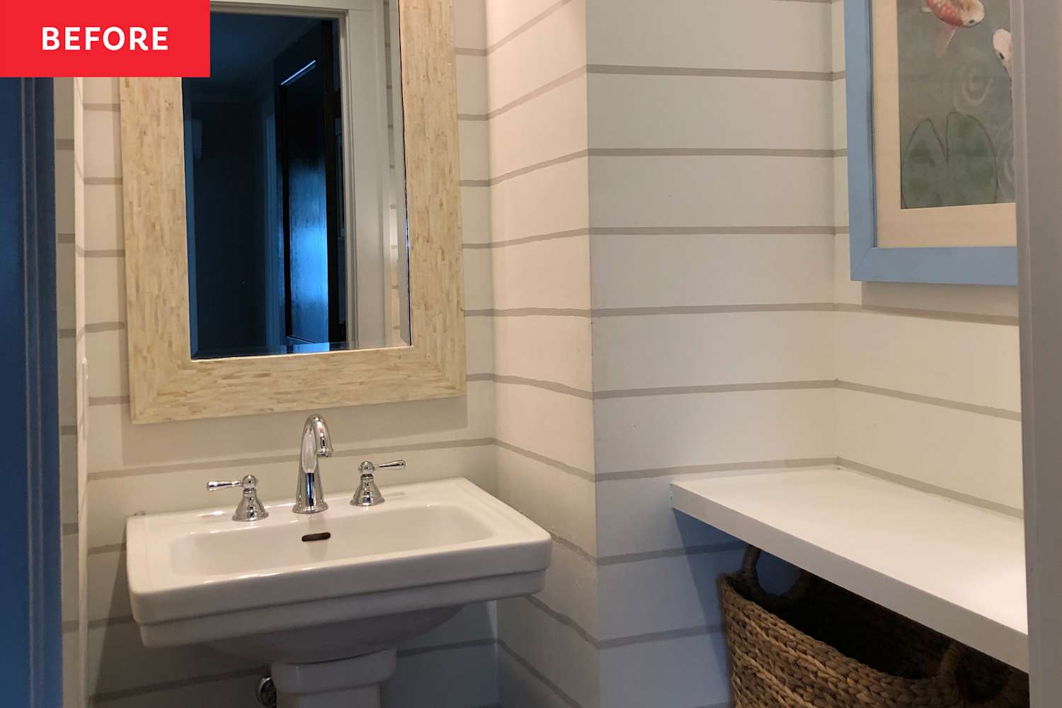 A Mid-Century Modern Purple Sink Transforms a Bathroom With Moody Makeover Magic