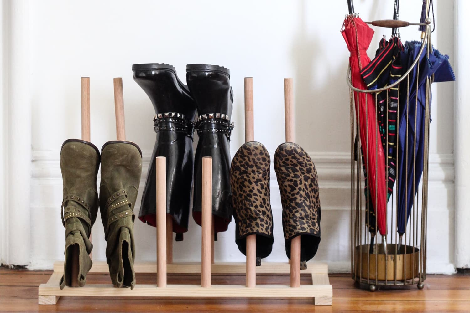 Homemade shop boot rack