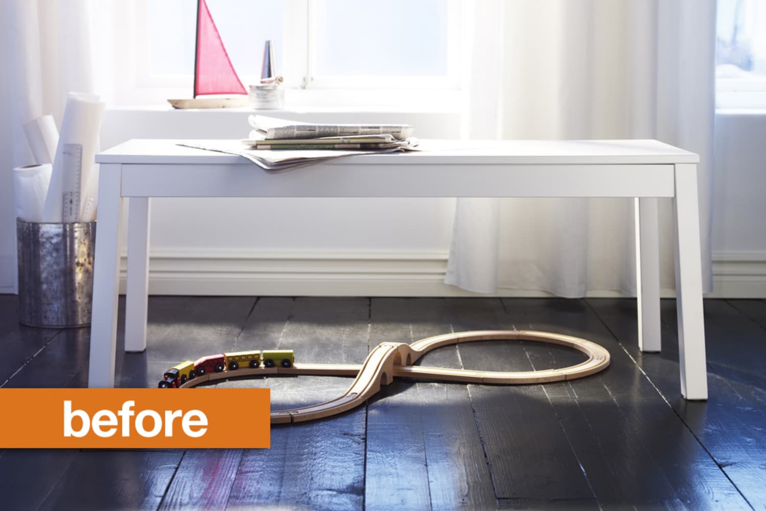 Ikea store white bench