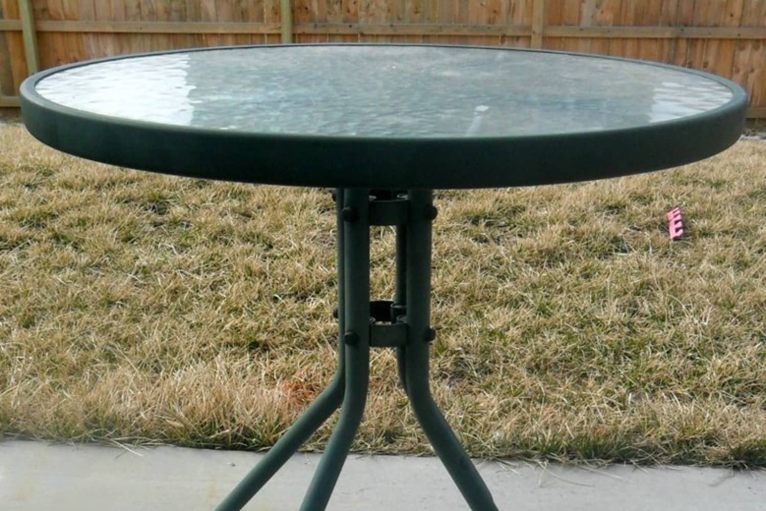 Round glass store patio tables