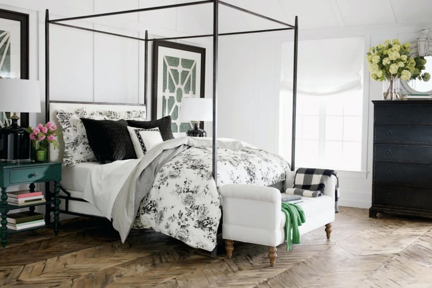 Auberge poster bed outlet with metal canopy