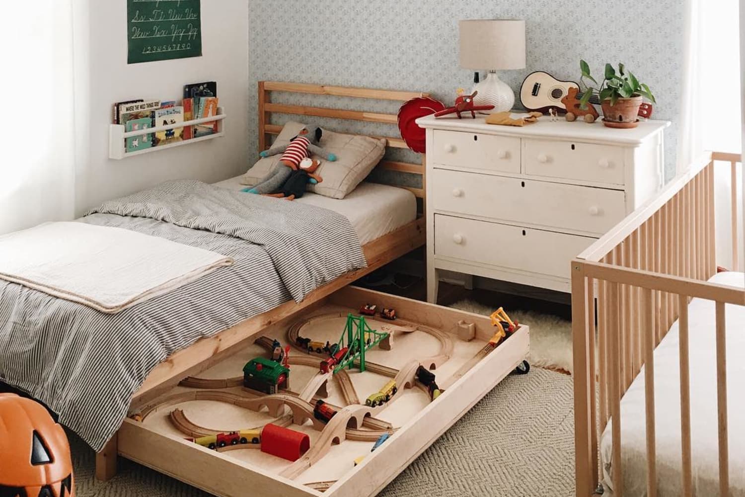 Kids bed with hotsell trundle and storage