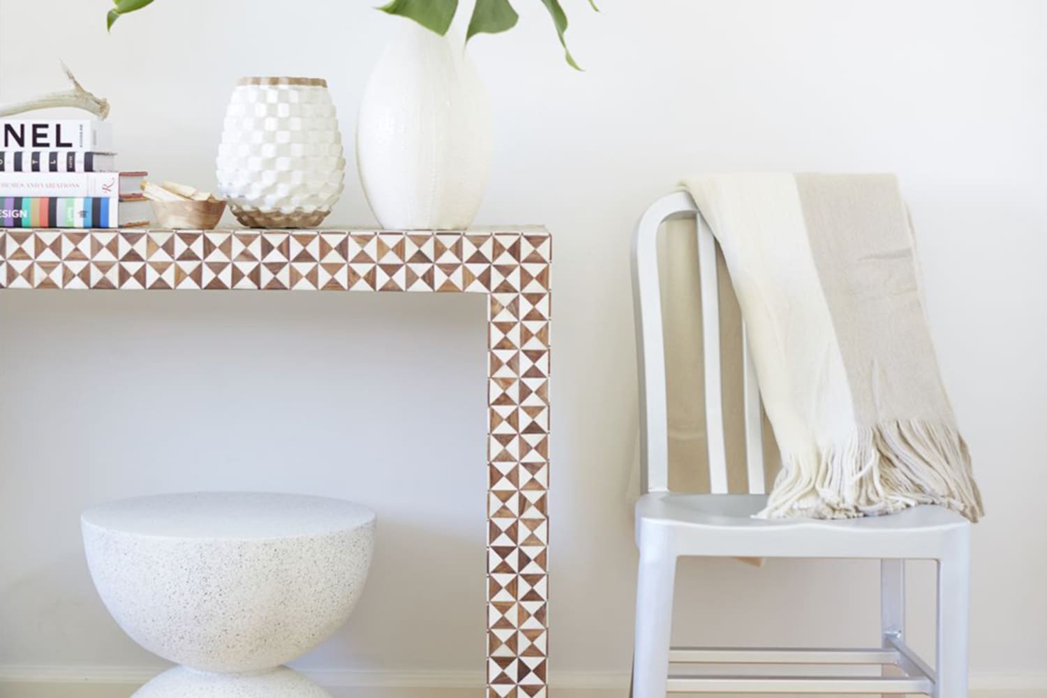 Intarsia natural console table sale