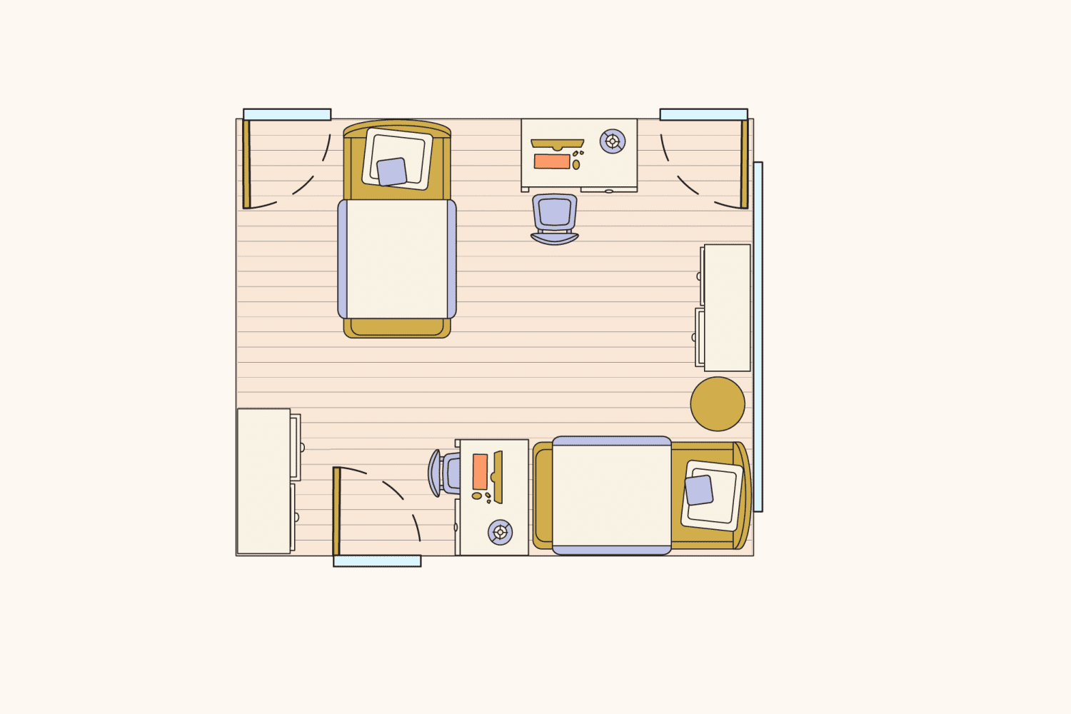 Ideas for Laying Out Two Twin Beds in a Bedroom Apartment Therapy