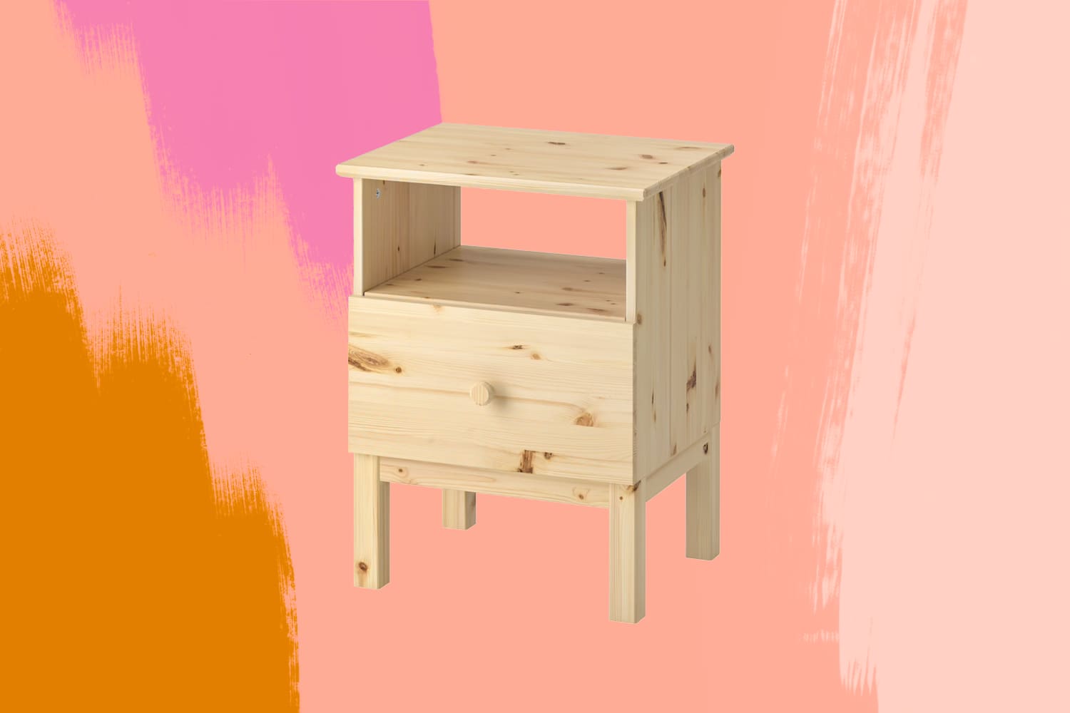 Unfinished pine wood sales nightstand
