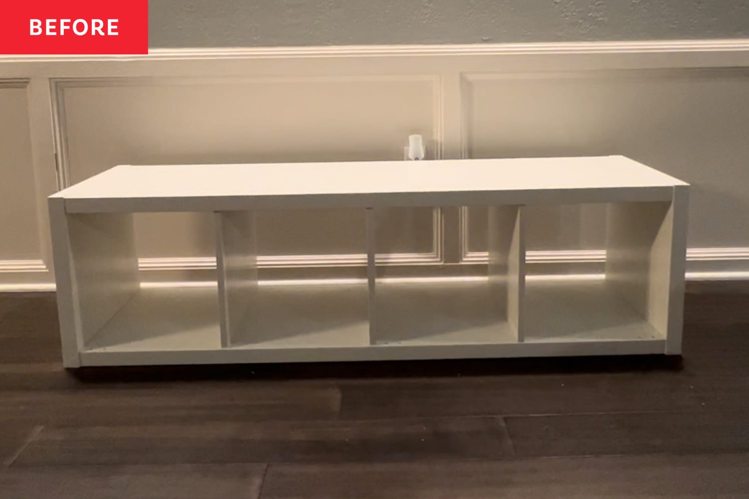 120 Media Console Hack Using IKEA KALLAX Before and After Photos