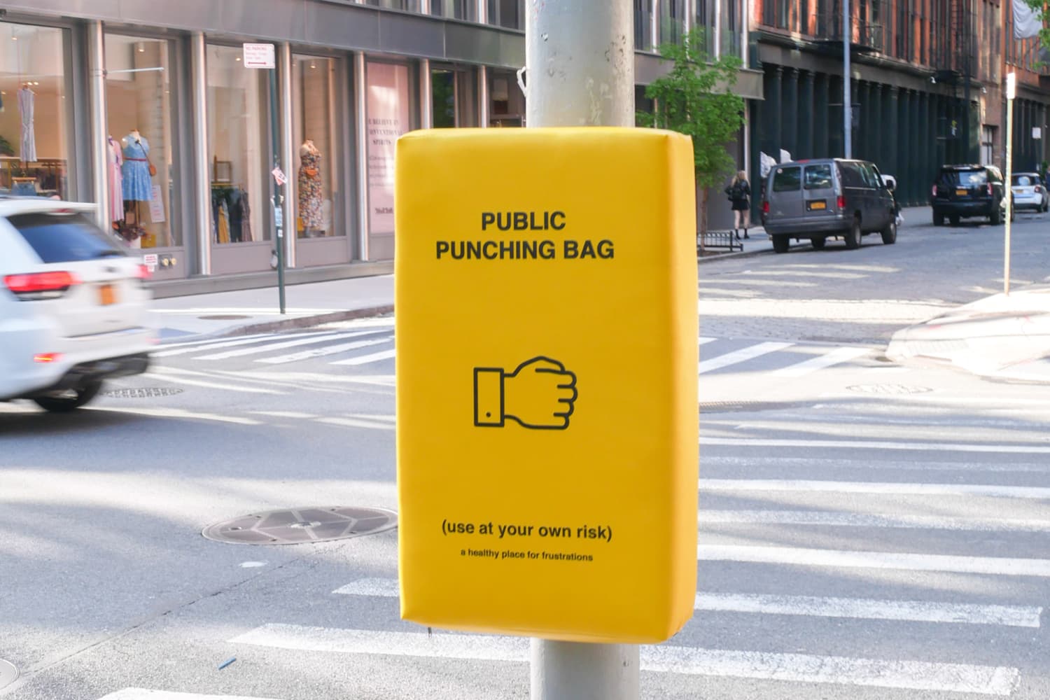 Public Punching Bag Art Installation NYC Apartment Therapy
