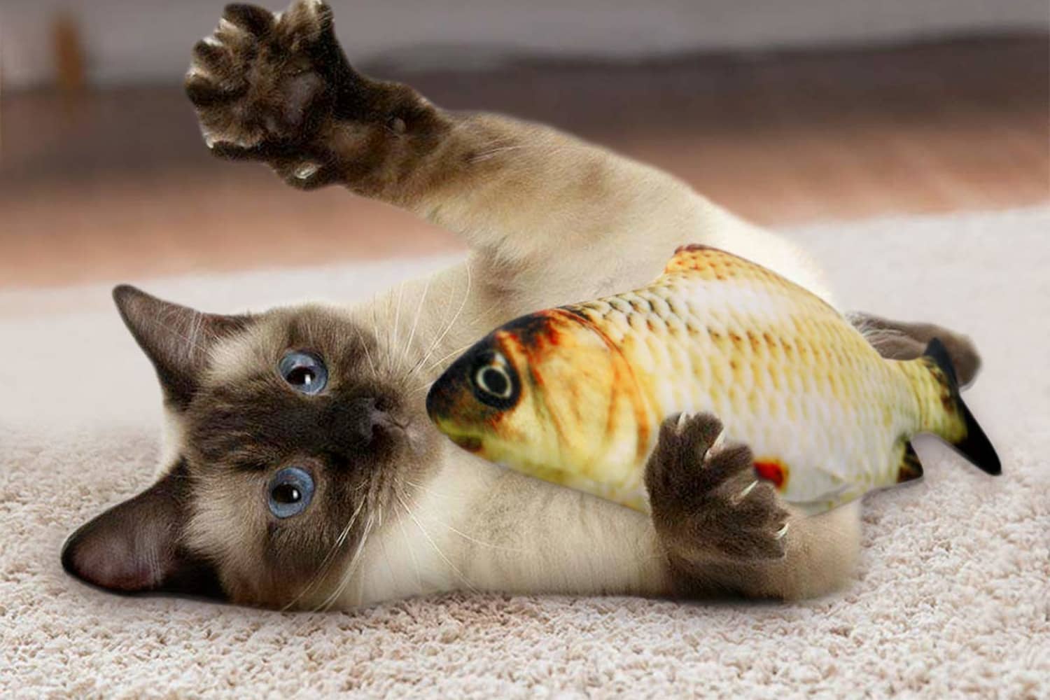 Cat with fish toy hot sale
