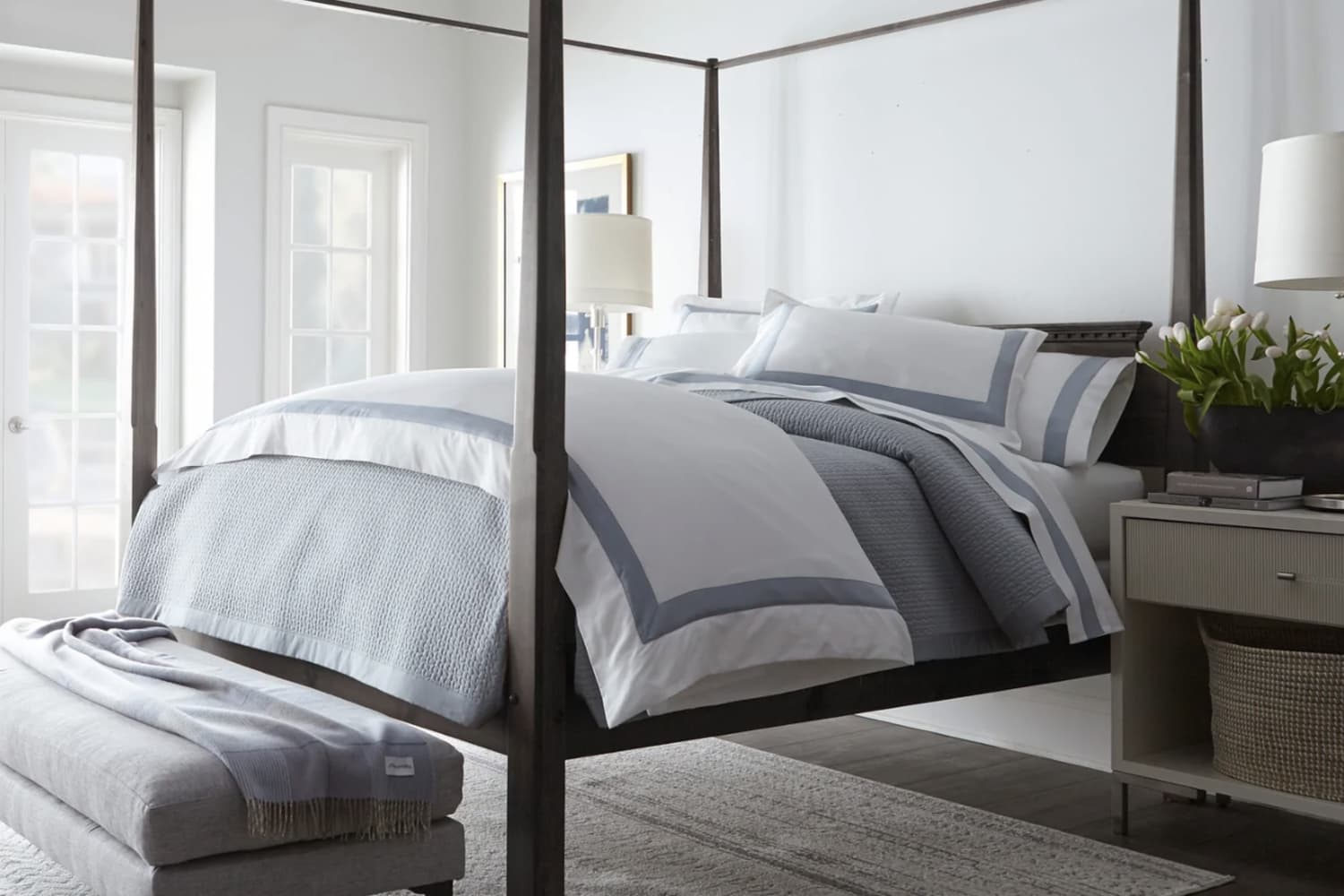 Peacock Alley Soprano Trim Sateen Duvet Cover & Shams Set Review Apartment Therapy