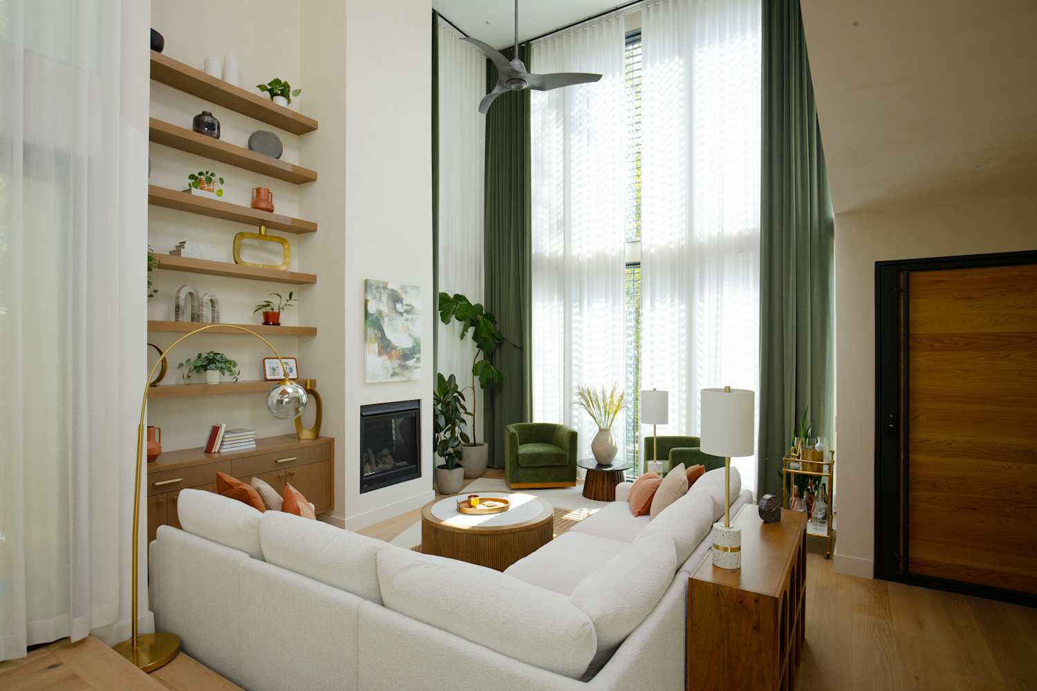 The "Apartment Therapists" Helped This Spacious Living Room Get Ready for Game-Day Entertaining with Ashley