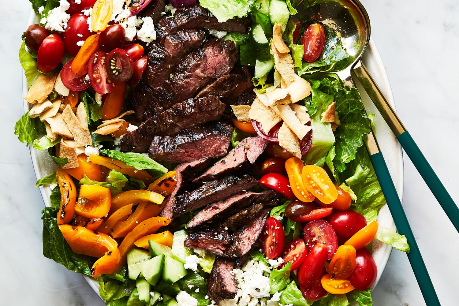 Chopped Greek Salad with Grilled Steak Recipe | The Kitchn