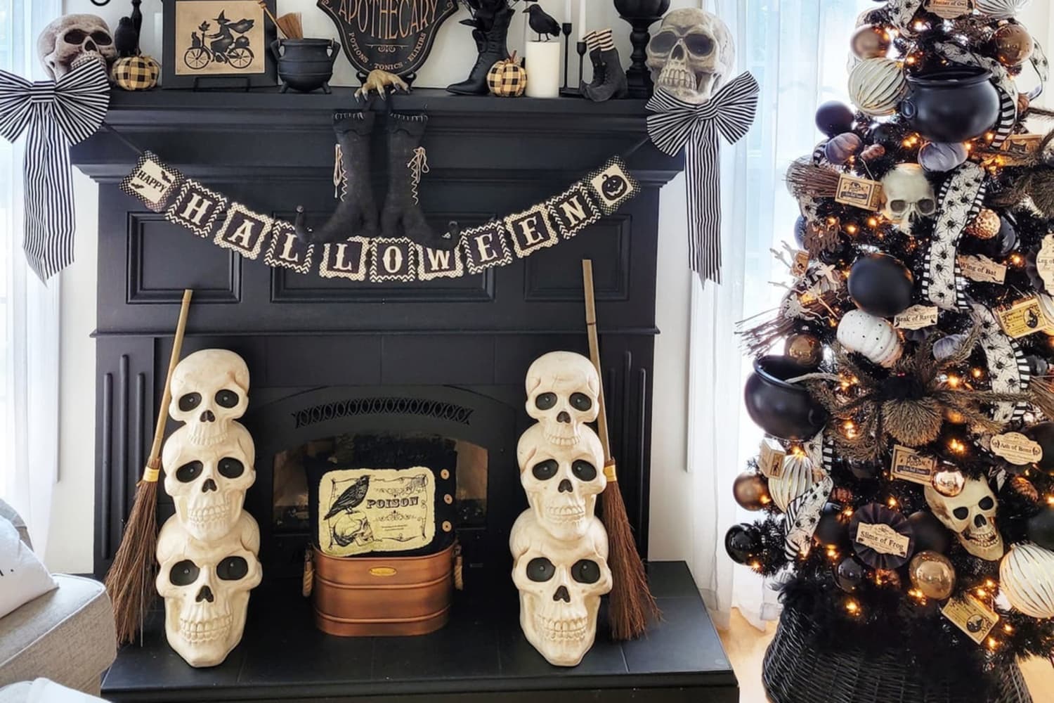 Halloween Garland with Ornaments on Black Branches