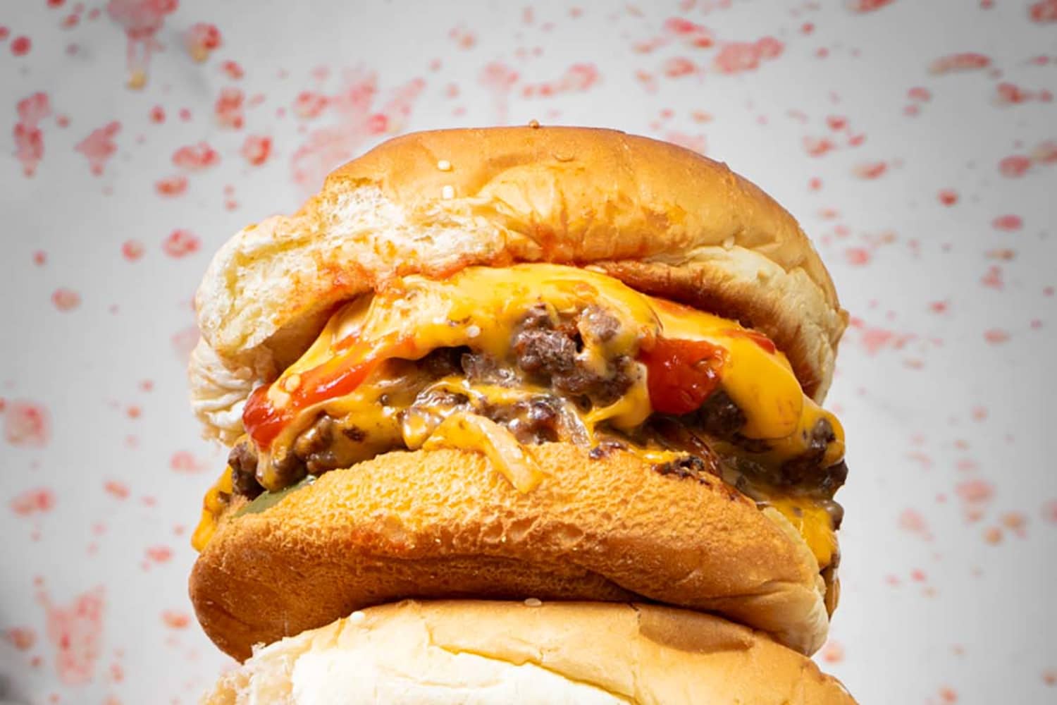 Double Stack Cheese Burger Sesame Bun Burgers Fast Food Vinyl