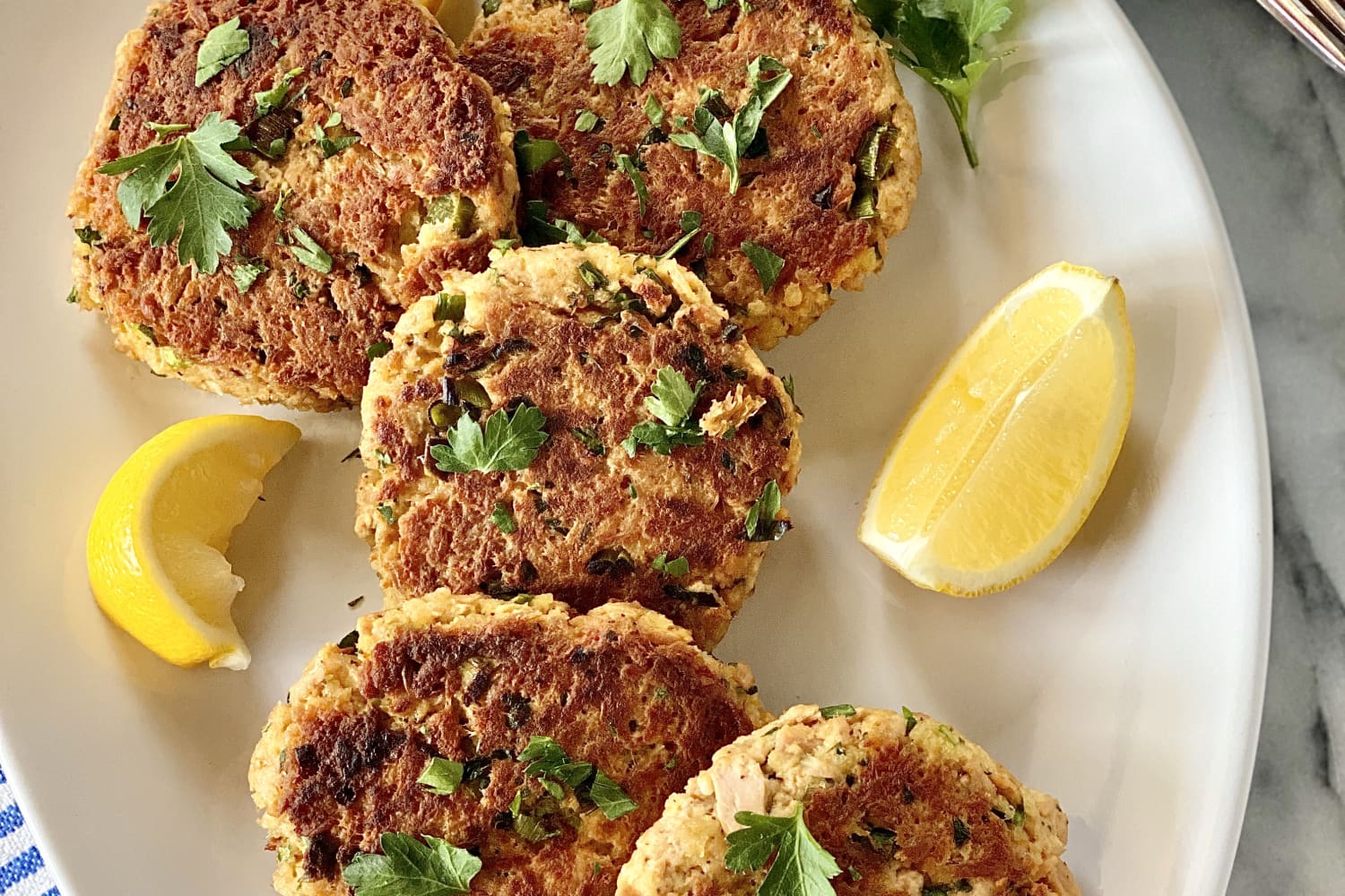 Crispy Tuna Patties with Scallions and Dijon Mustard