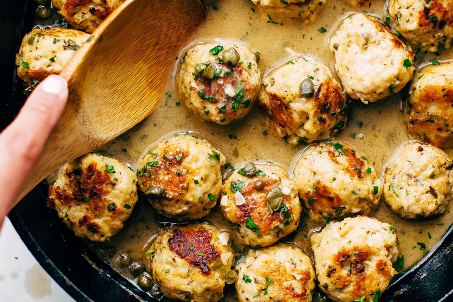 Rustic Chicken Piccata Meatballs - Little Spice Jar - The Kitchn