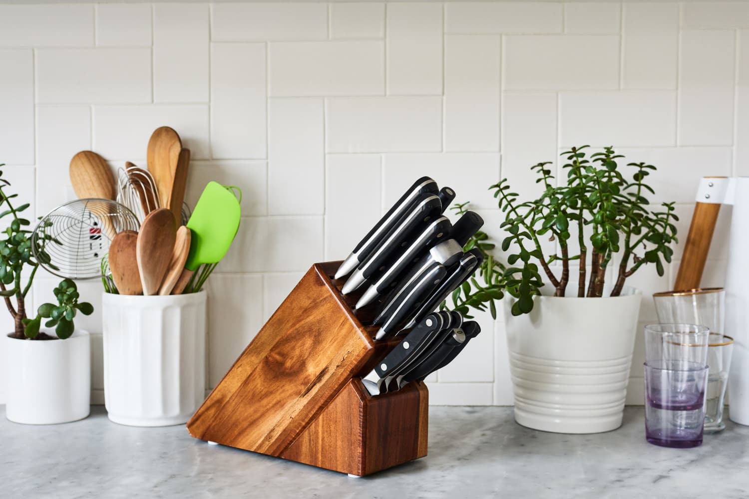 Master Maison Kitchen Knife Set with Wooden German Stainless Steel Knife Block 7 Pieces