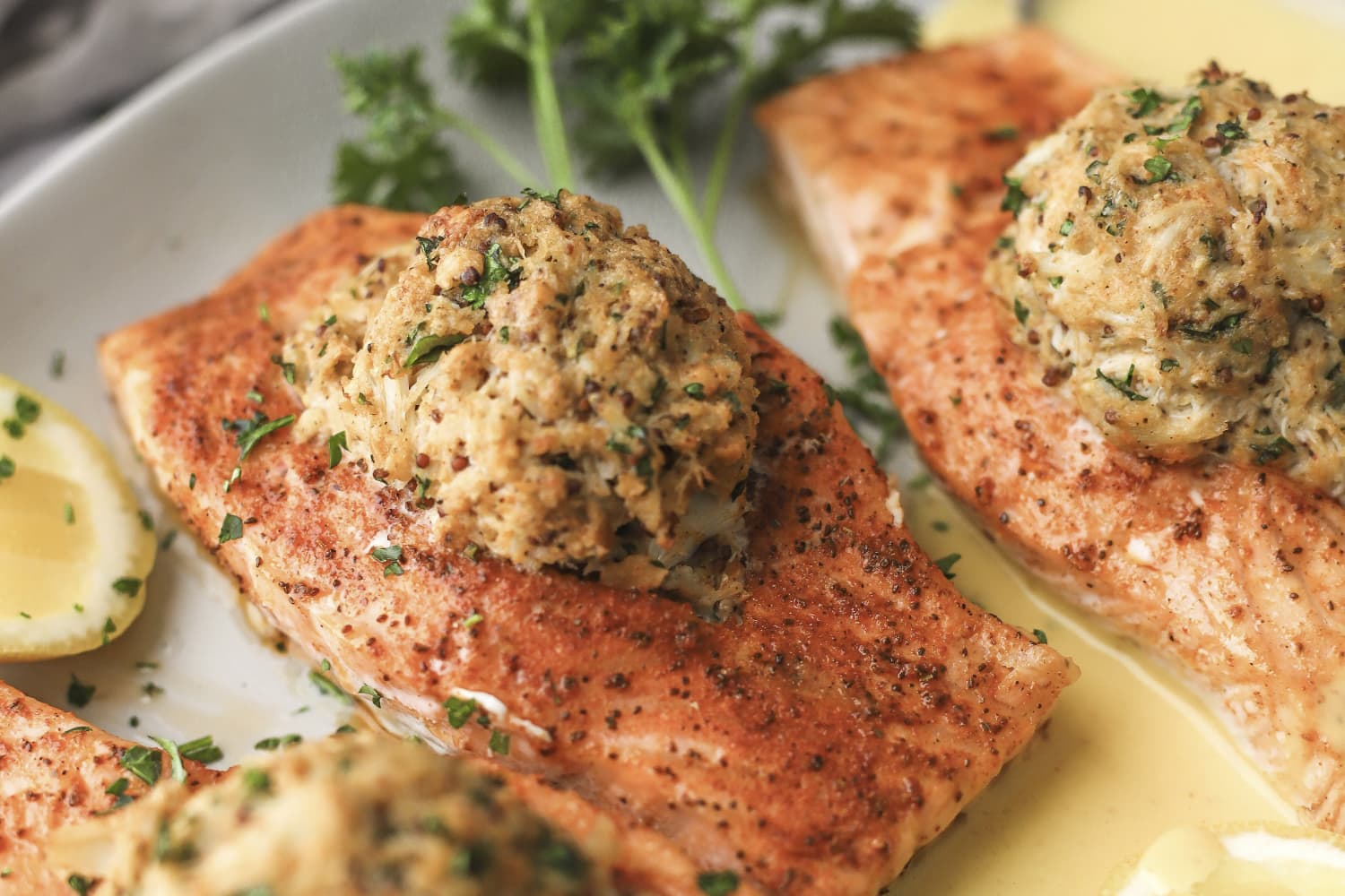 Crab-Stuffed Salmon Recipe (With Lemon Sauce) | Kitchn