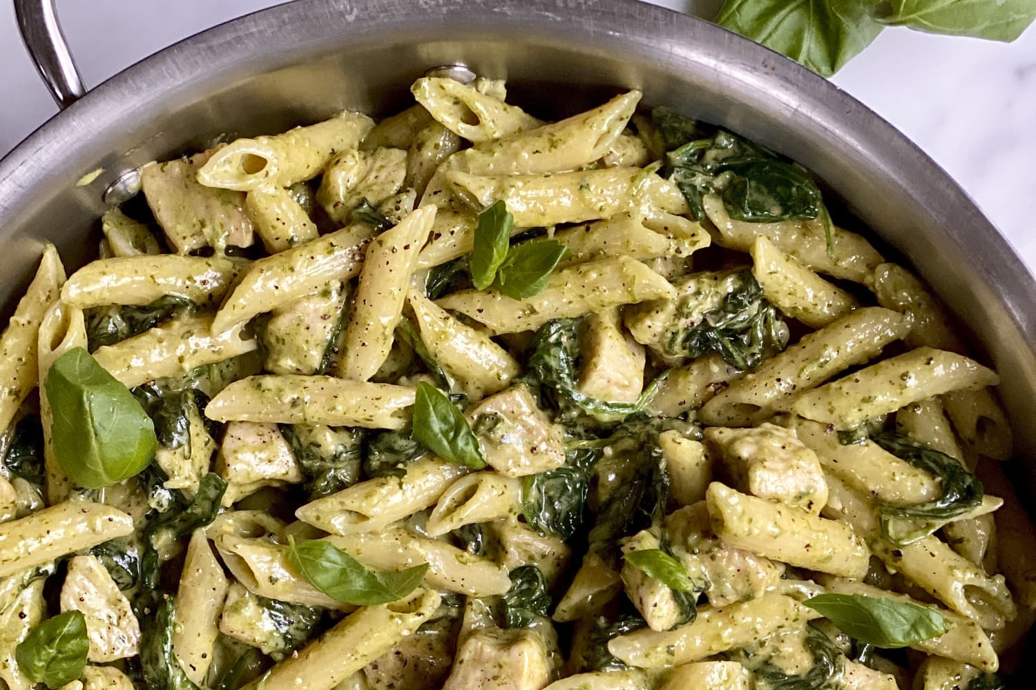 Creamy Chicken Pesto Pasta [www.thekitchn.com]