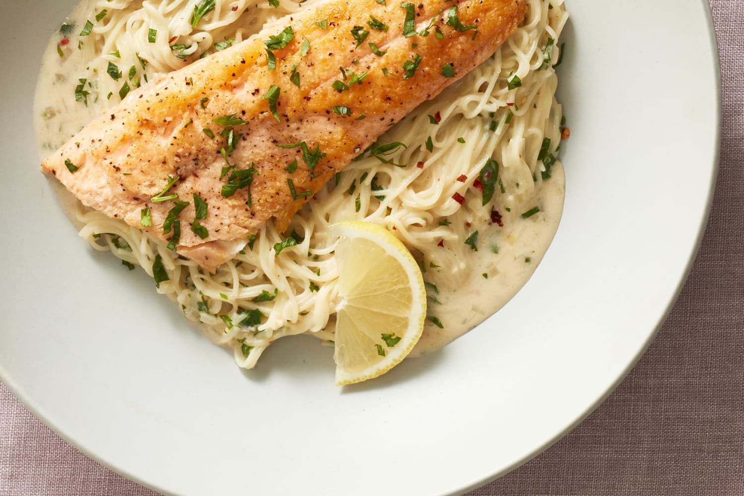 One-Pan Steelhead Trout with Lemon Garlic Angel Hair Recipe