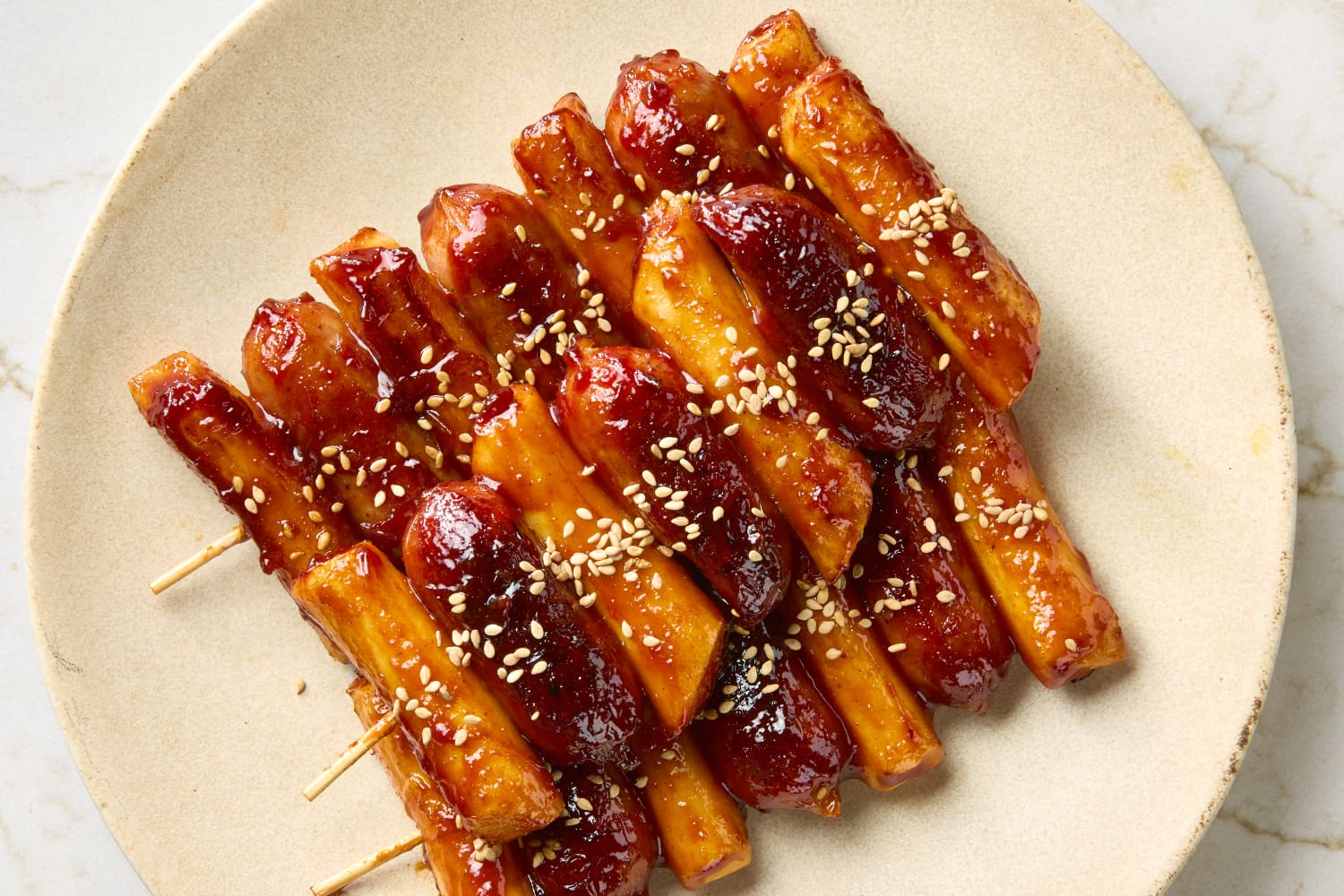 Korean Rice Cake and Sausage Skewer (So-Tteok So-Tteok)