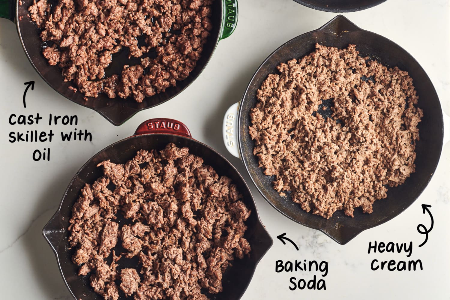 What's the secret to browning ground beef into small crumbly