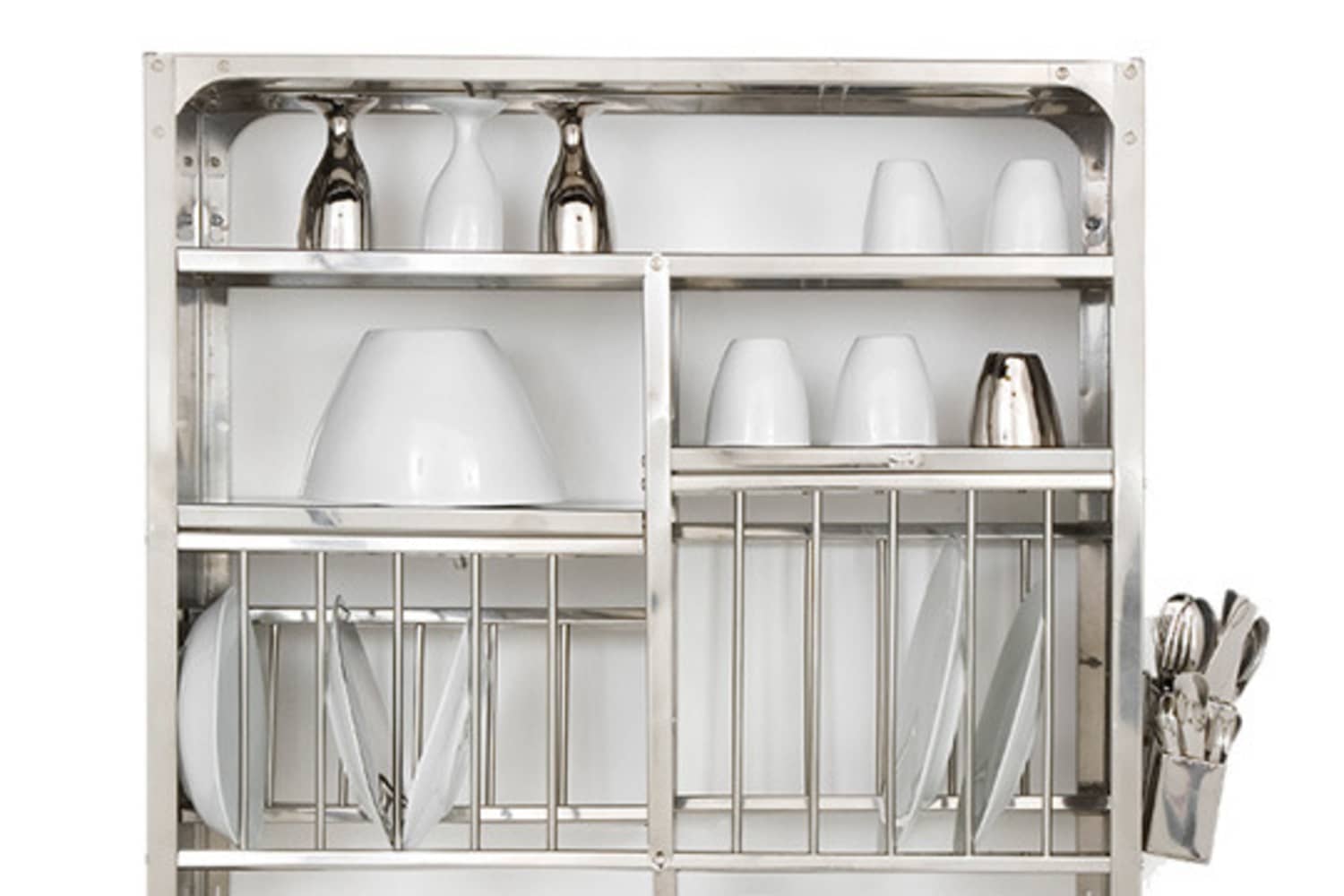 A Luxury Item for Small Kitchens: A Stainless Steel Wall-Mounted Dish Rack