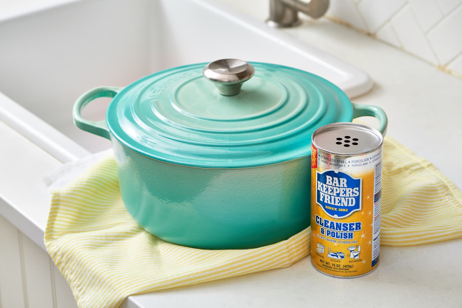 How do I get black off enamel cast iron pan? Tried bar keepers friend,  baking soda, and le creuset cleaner. : r/howto