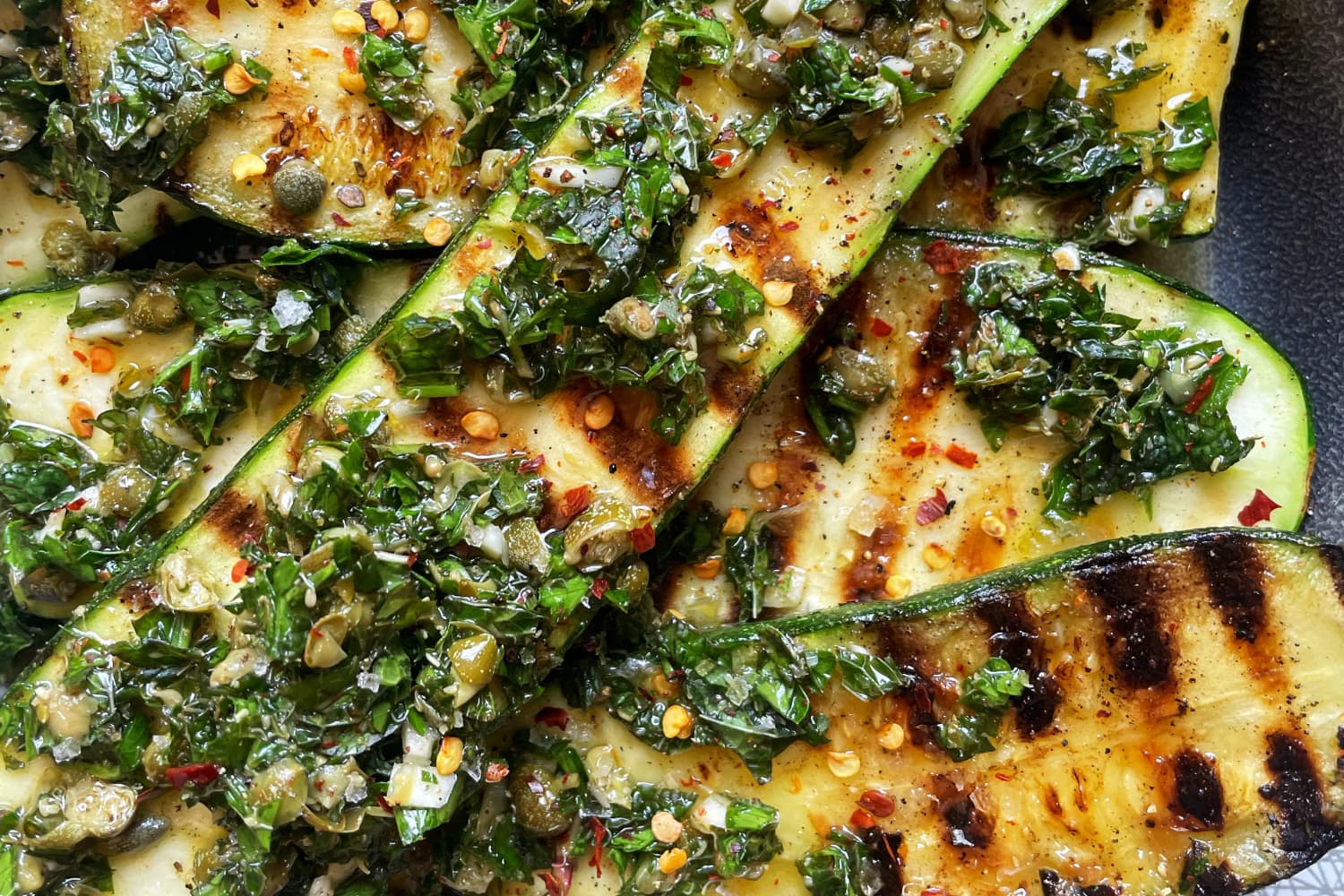 The Key to Perfectly Seasoned Grilled Zucchini Is a Quick Brine The