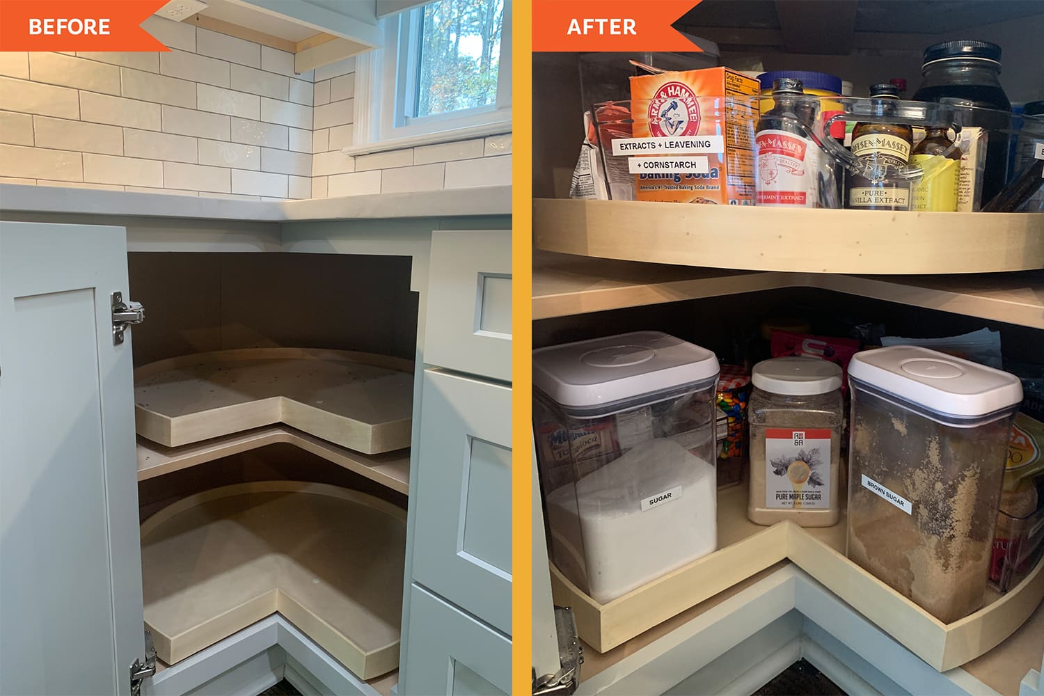 Lazy susan for pantry shelf top