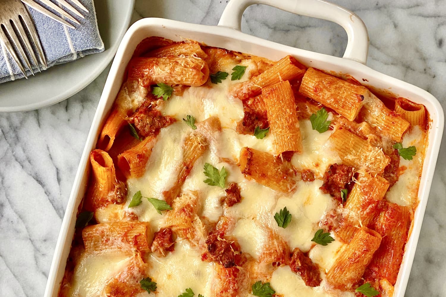 Cheesy Pasta al Forno with Italian Sausage
