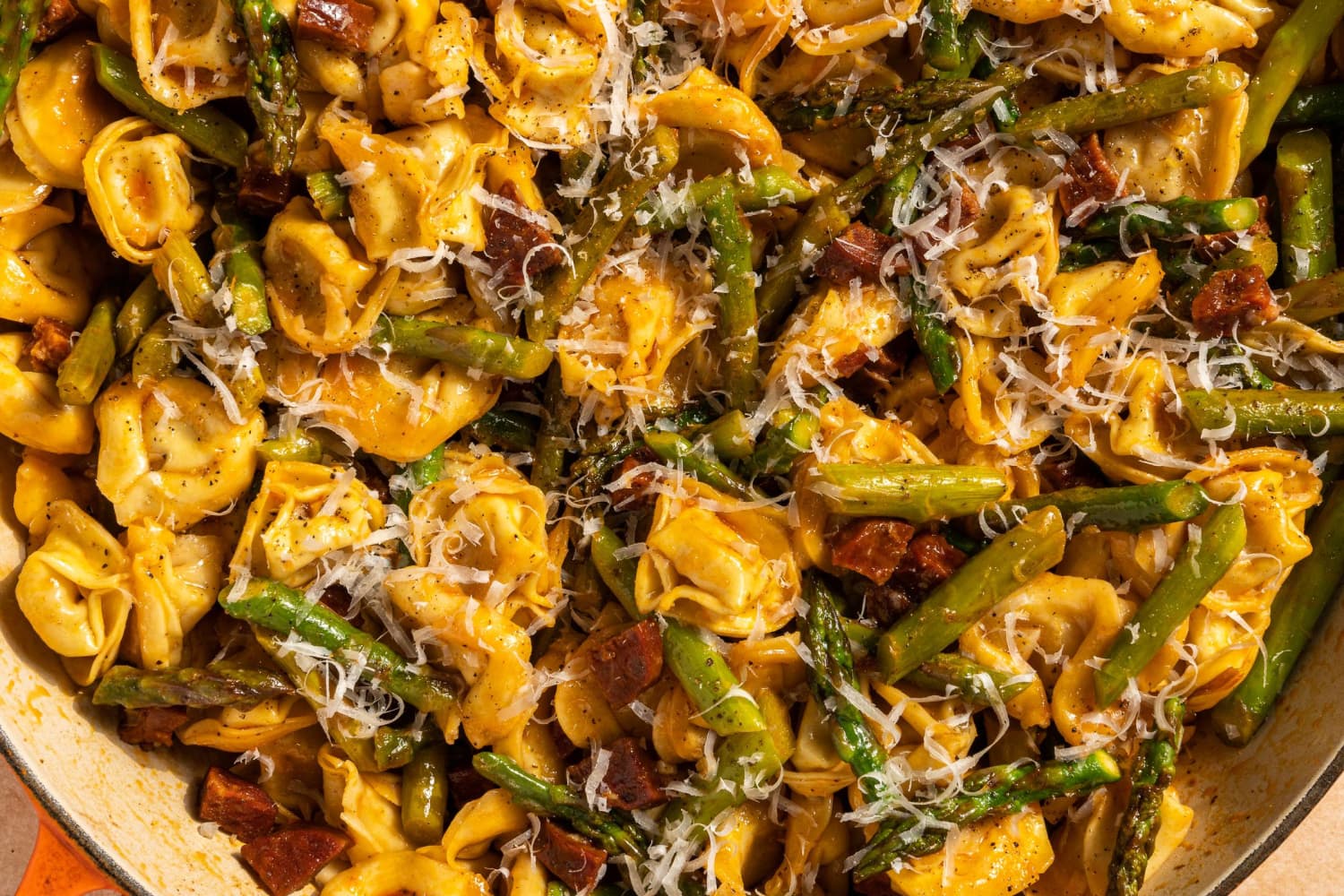 Skillet Tortellini with Chorizo and Asparagus Recipe (OnePan) The Kitchn