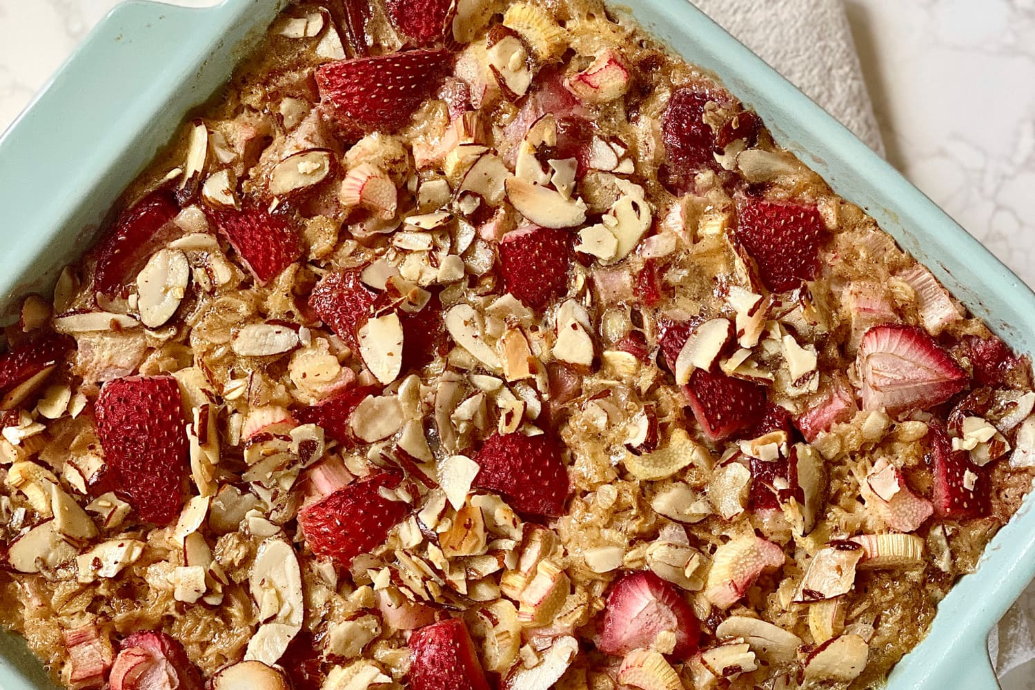 StrawberryRhubarb Baked Oatmeal Recipe (MakeAhead) The Kitchn