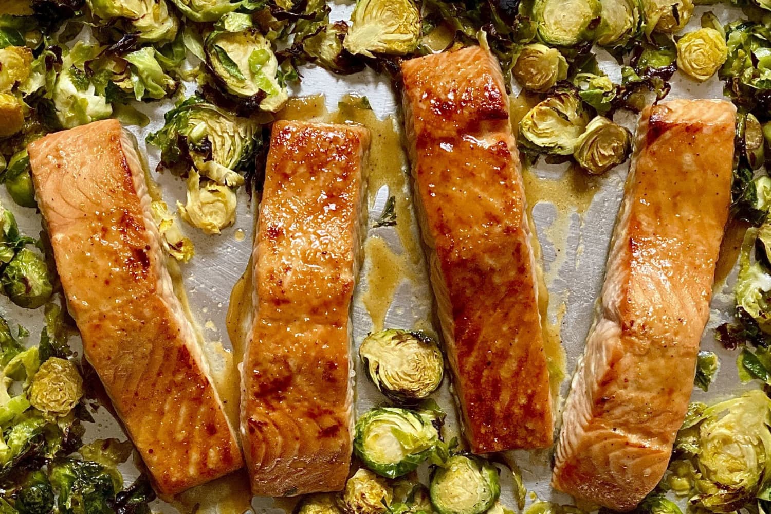 Sheet Pan Honey Mustard Salmon & Shredded Brussels Sprouts (5