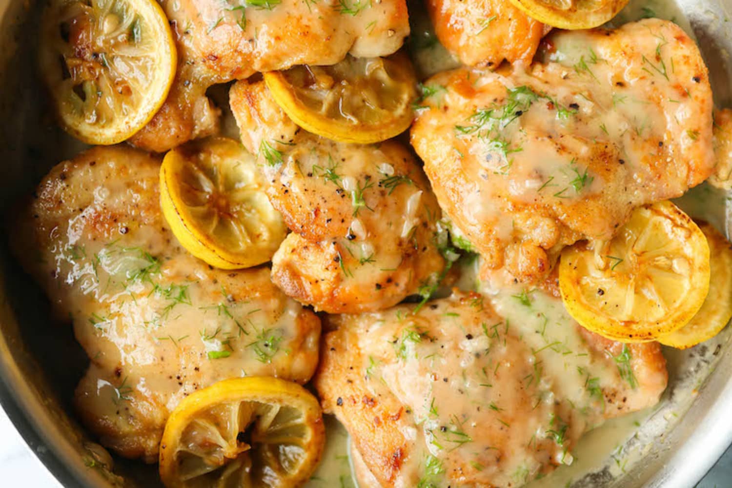 Skillet Lemon Dill Chicken Thighs Damn Delicious The Kitchn
