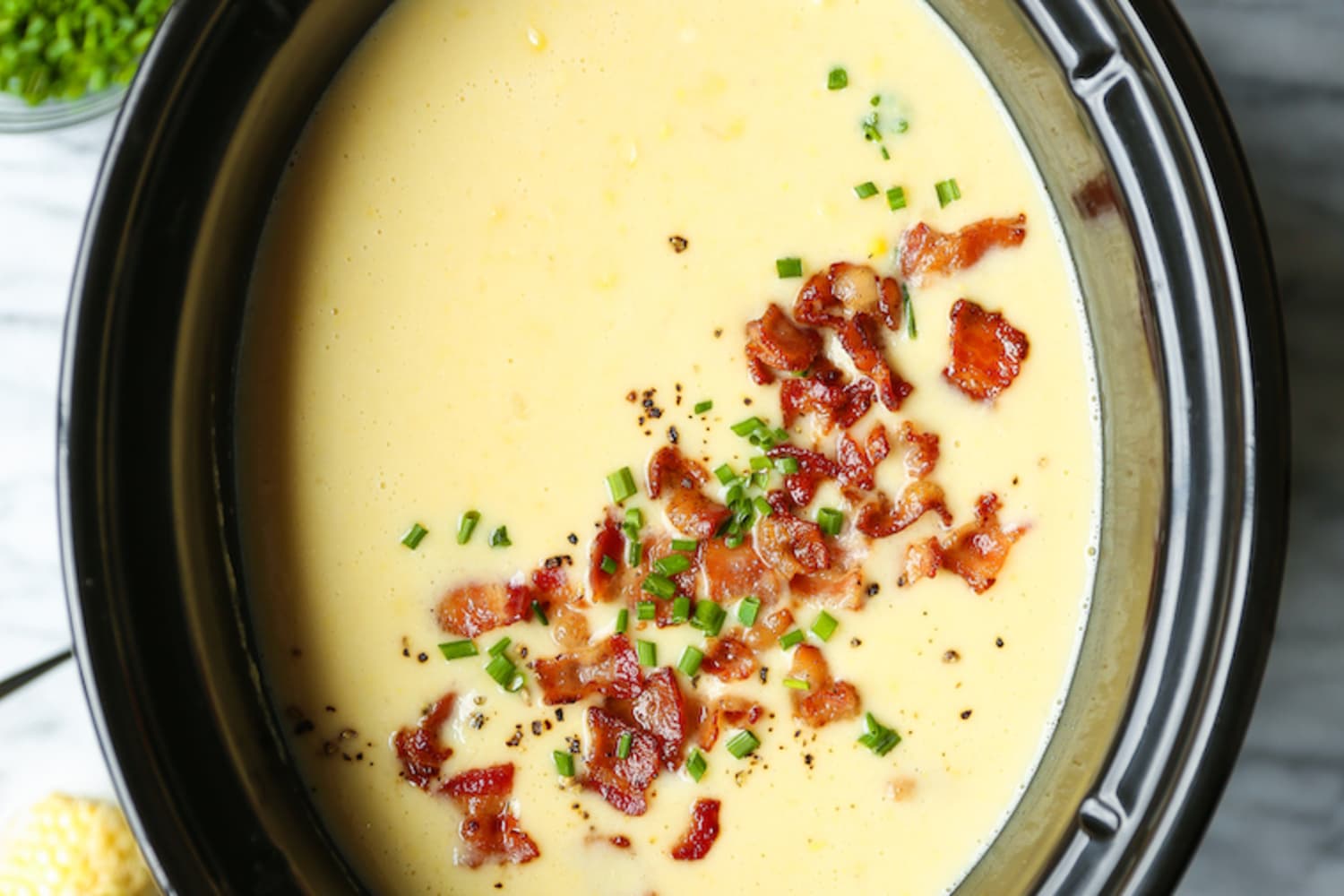 Slow Cooker Corn Chowder Recipe Damn Delicious The Kitchn