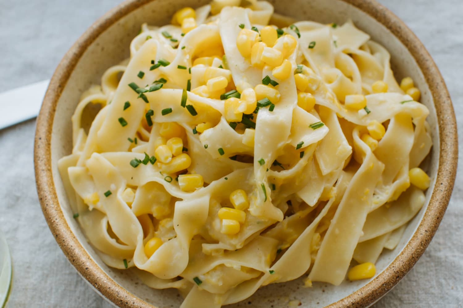 Creamy Corn and Chives Fettuccine The Kitchn
