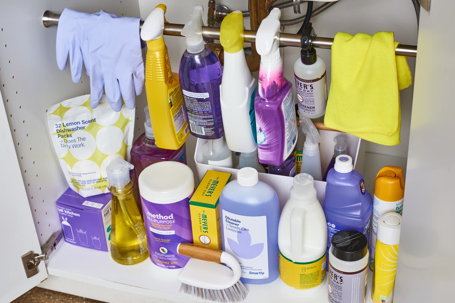 Tension Rod Cleaning Supplies Organizing Hack The Kitchn