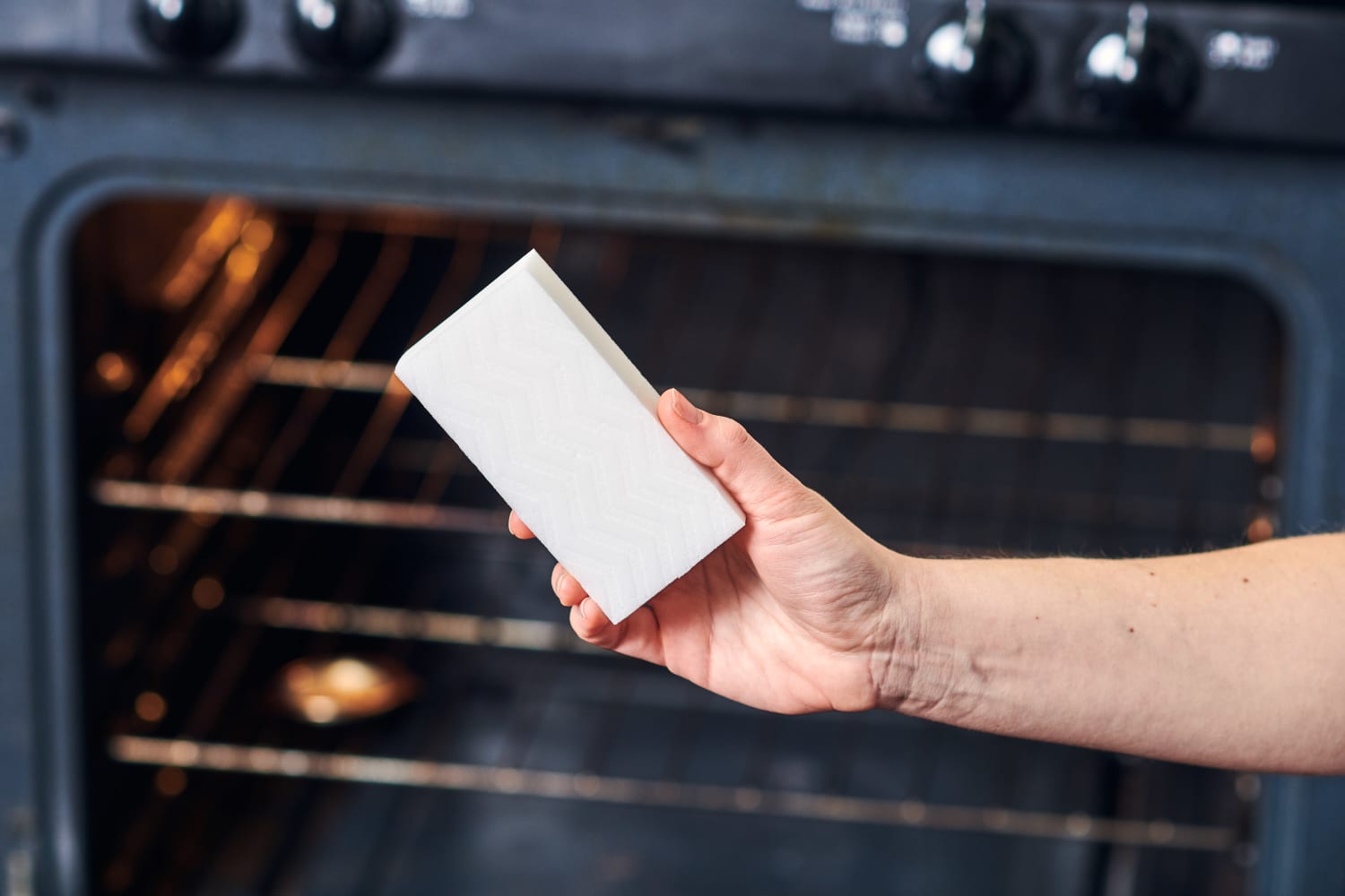 Clean Oven with a Magic Eraser Kitchn