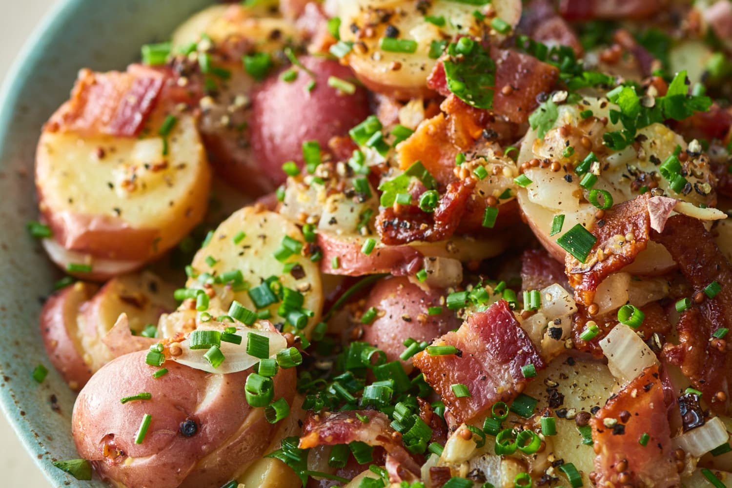 Classic German Potato Salad with Warm Bacon Dressing