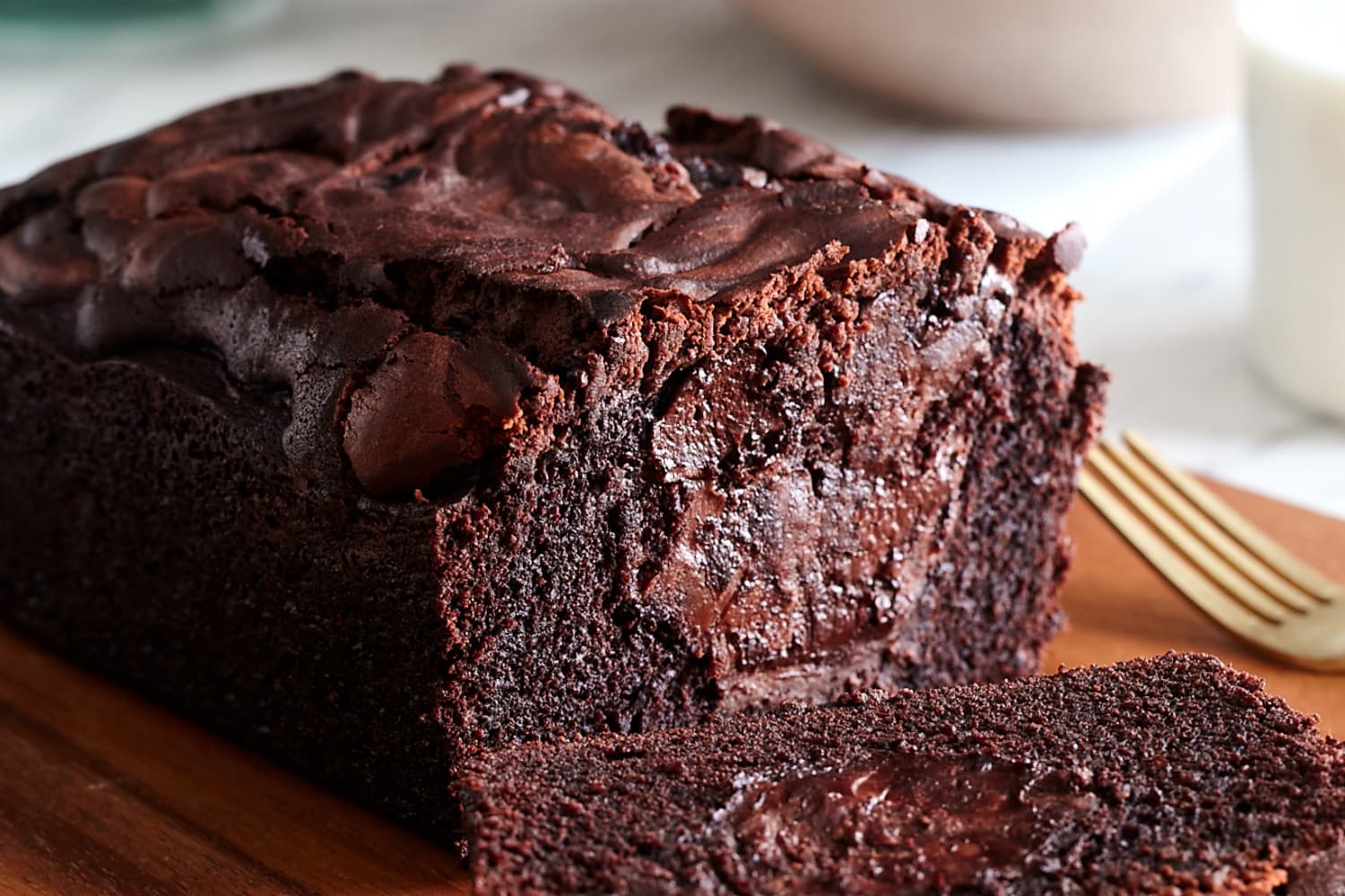 Double Chocolate Fudge Stuffed Loaf Cake