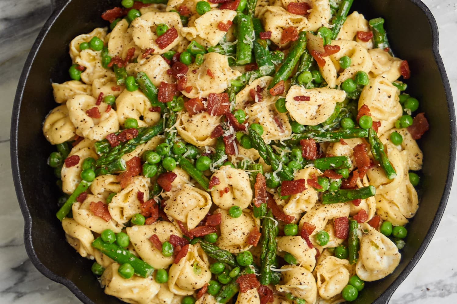 Tortellini with Asparagus, Peas & Crispy Bacon The Kitchn