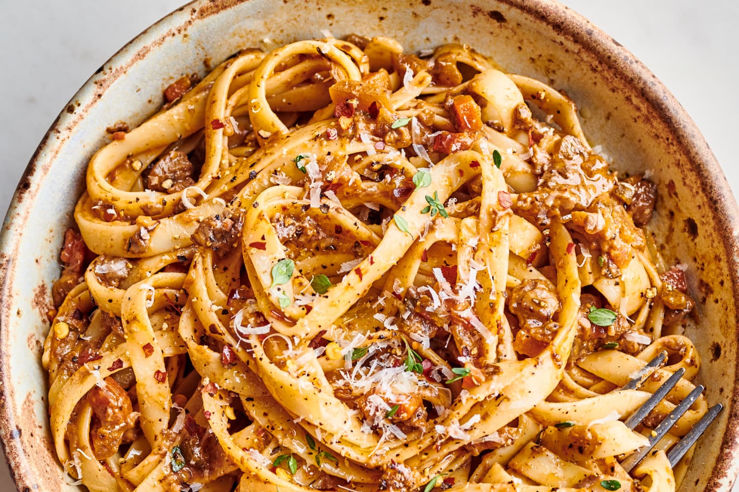 Garlicky Mushroom Bolognese with Fettuccine Recipe The Kitchn