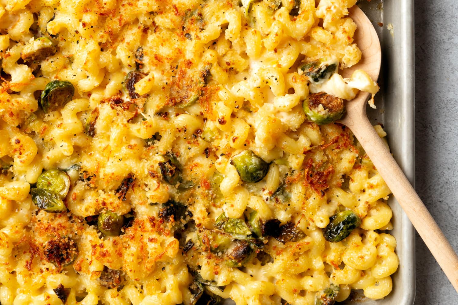 Sheet Pan Mac and Cheese with Brussels Sprouts Recipe | The Kitchn