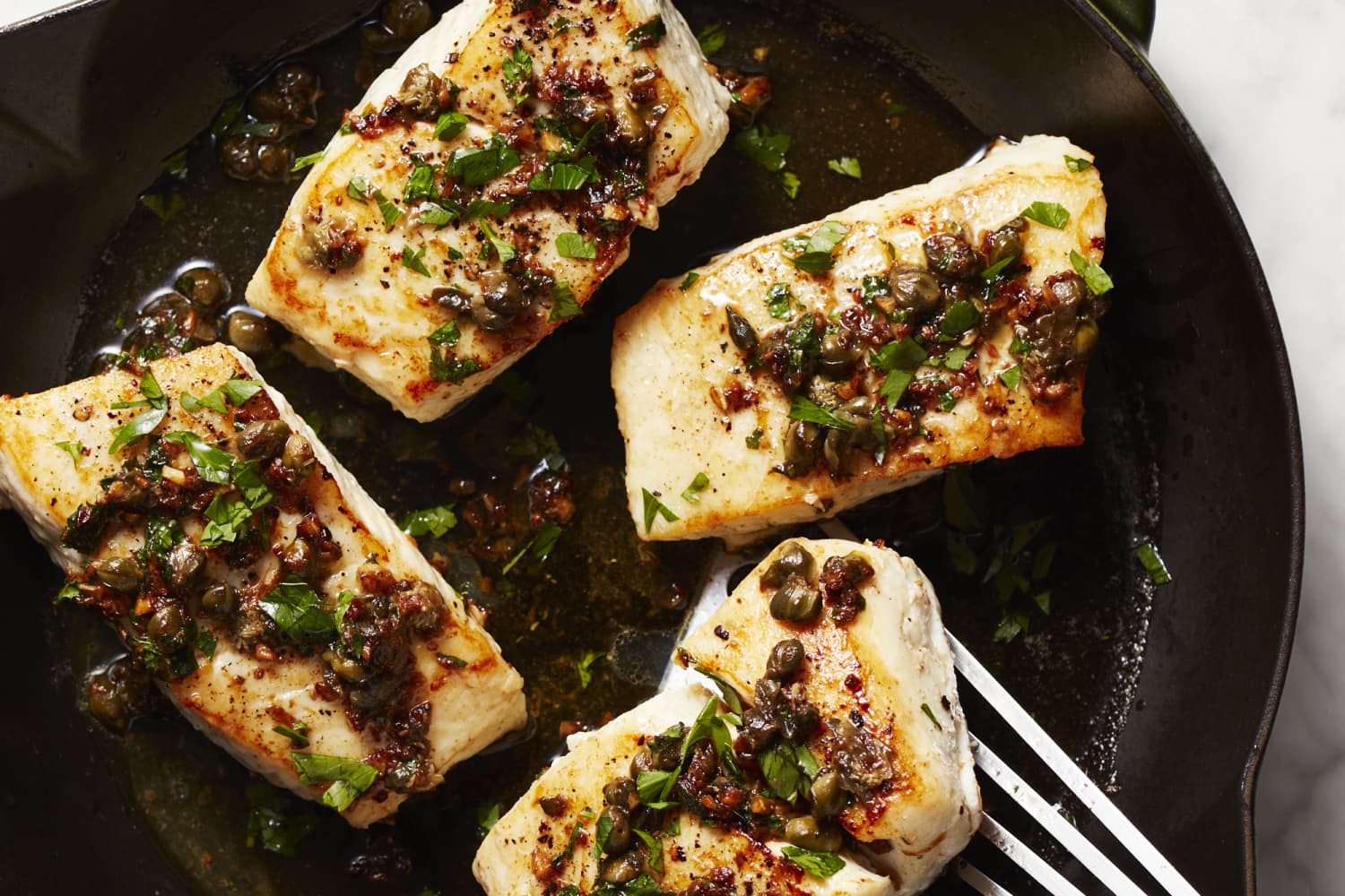This Fancy-Tasting Halibut with Buttery Lemon Caper Sauce Comes Together in Under 30 Minutes