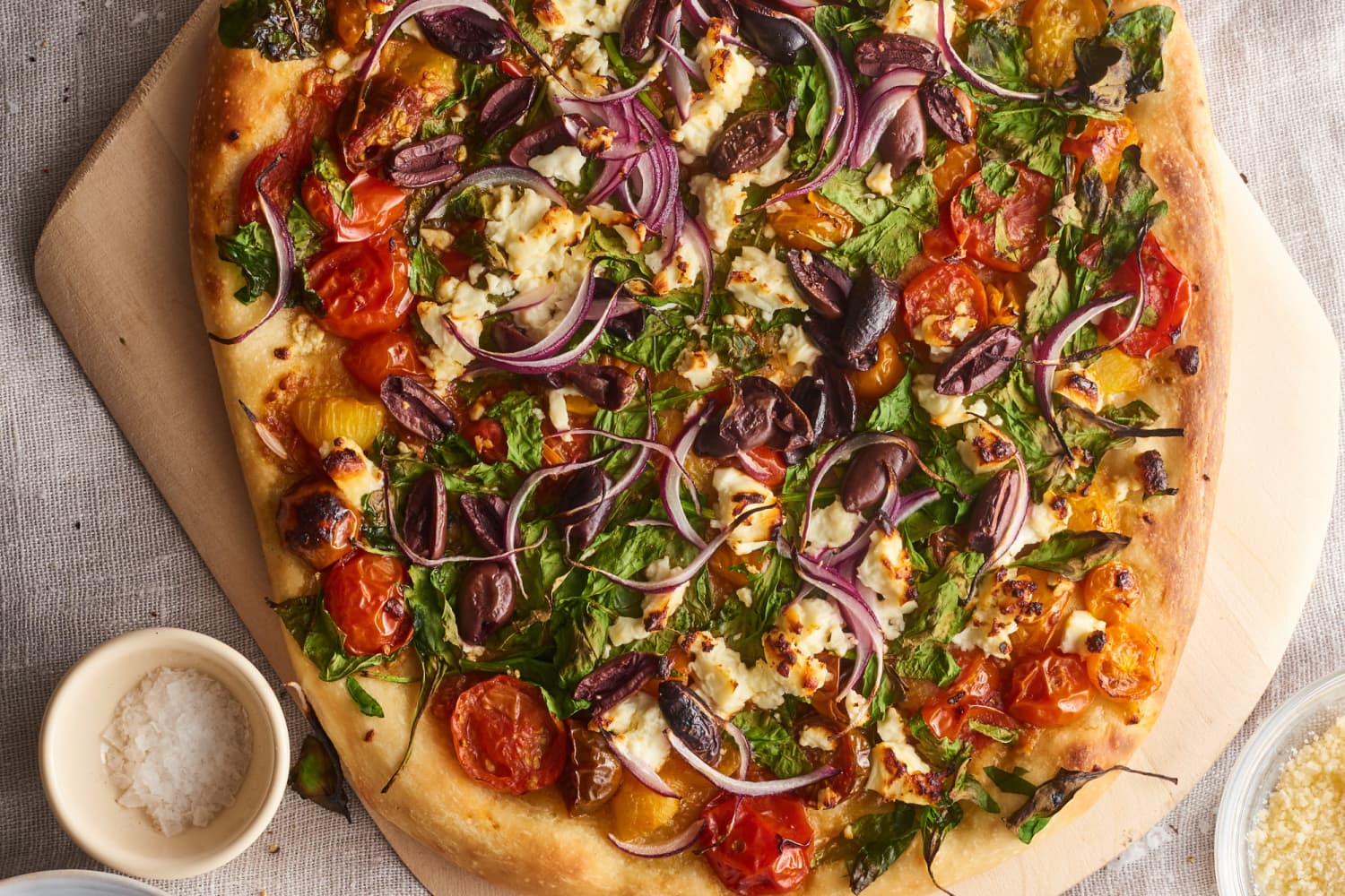 Greek Pizza with Spinach, Feta, and Olives Recipe The Kitchn